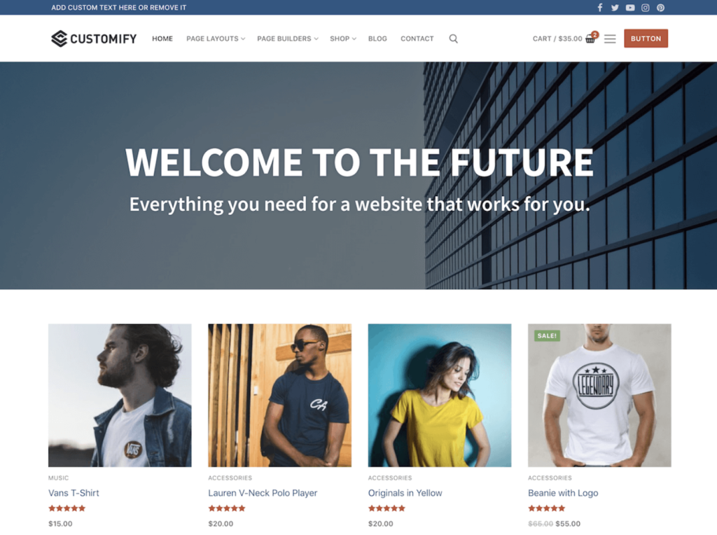 Customify: a flexible multipurpose WooCommerce theme